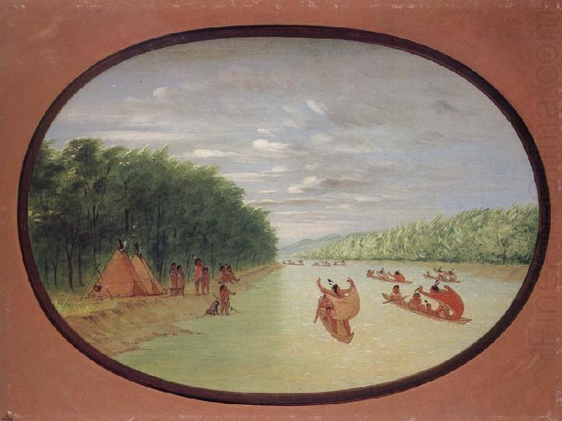 George Catlin Primitive Sailing by the Winnebago indians china oil painting image